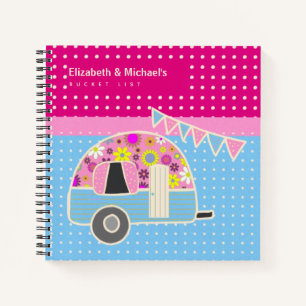 Niedliche Retro Campervan BUCKET LIST Paare nach M Notizblock