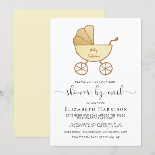Niedliche Retro Carriage Baby Dusche per Mail Einladung