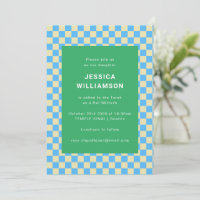 Niedliche Retro-Checkerboard Blue Green Bat Mitzva