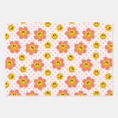 Niedliche Retro-Checkerboard-Muster mit Blume Geschenkpapier Set (Vorderseite 2)