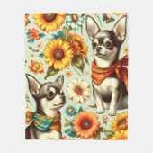 Niedliche Retro Chihuahua Illustration Fleecedecke (Vorderseite)