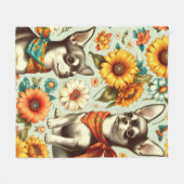 Niedliche Retro Chihuahua Illustration Fleecedecke (Vorderseite (Horizontal))