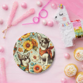 Niedliche Retro Chihuahua Illustration Pappteller (Party)