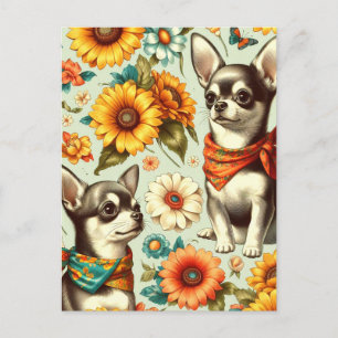 Niedliche Retro Chihuahua Illustration Postkarte