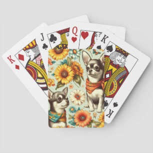 Niedliche Retro Chihuahua Illustration Spielkarten