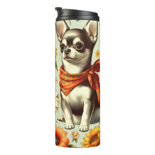 Niedliche Retro Chihuahua Illustration Thermosbecher