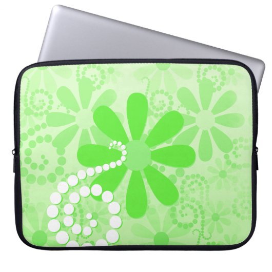 Niedliche Retro Daisy Blume mit hellgrüner Blume Laptopschutzhülle (Vorderseite)