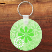 Niedliche Retro Daisy Blume mit hellgrüner Blume Schlüsselanhänger (Vorderseite)