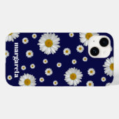 Niedliche Retro Daisy Blume mit Name Navy Blue Case-Mate iPhone Hülle (Rückseite (Horizontal))