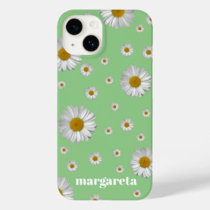 Niedliche Retro Daisy Blume mit Name Sage Green Case-Mate iPhone 14 Hülle
