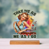 Niedliche Retro-Dame Wortart Acrylschild (Neutral)