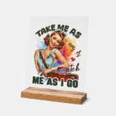 Niedliche Retro-Dame Wortart Acrylschild (Winkel)