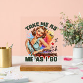 Niedliche Retro-Dame Wortart Acrylschild (Hochzeit)