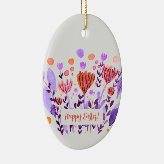 Niedliche Retro-Doodle-Blume Ostern Keramik Ornament (Rechts)