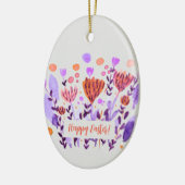 Niedliche Retro-Doodle-Blume Ostern Keramik Ornament (Links)