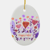 Niedliche Retro-Doodle-Blume Ostern Keramik Ornament (Vorne)