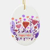 Niedliche Retro-Doodle-Blume Ostern Keramik Ornament (Hinten)