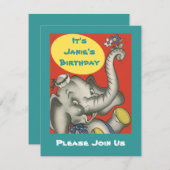 Niedliche Retro Elephant Themed Party Einladung Ei (Vorne/Hinten)