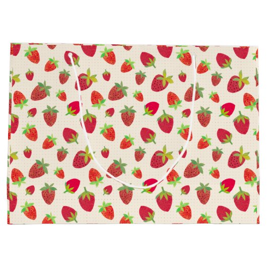 Niedliche Retro-Erdbeerverpackung HandIllustriert Große Geschenktüte (Rückseite)