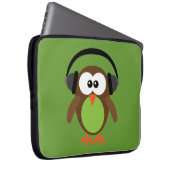 Niedliche Retro Eule DJ mit Kopfhörern Laptopschutzhülle (Vorne Rechts)