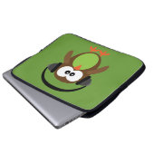 Niedliche Retro Eule DJ mit Kopfhörern Laptopschutzhülle (Vorne Knopf)