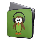 Niedliche Retro Eule DJ mit Kopfhörern Laptopschutzhülle (Vorderseite Links)