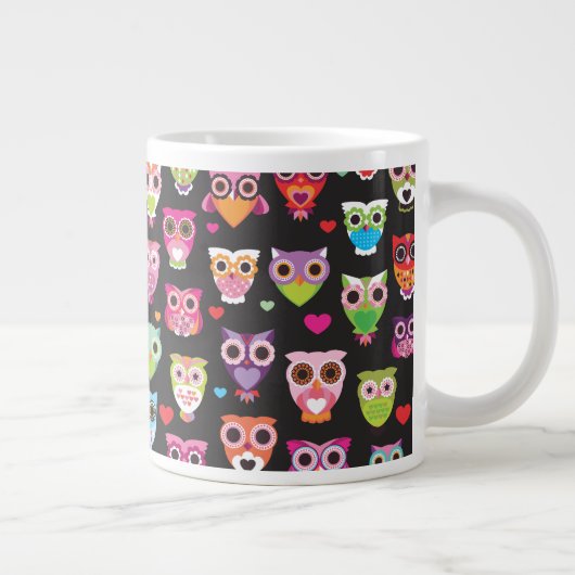 Niedliche retro Eulen-Tasse Jumbo-Tasse (Rechts)