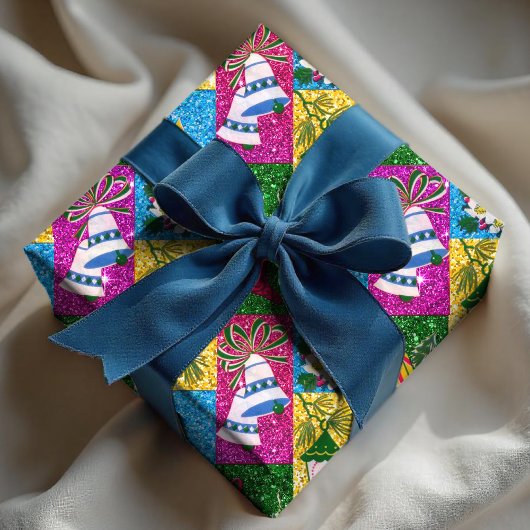 Niedliche Retro farbenfrohe Collage Ferien farbenf Geschenkpapier