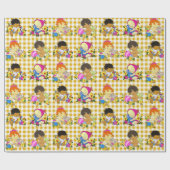 Niedliche Retro-farbige gelbe Karierte Babydusche Geschenkpapier (Flach)