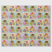 Niedliche Retro-farbige Karierte Babydusche Geschenkpapier (Flach)