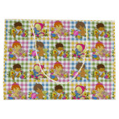 Niedliche Retro-farbige Karierte Babydusche Große Geschenktüte (Rückseite)