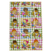 Niedliche Retro-farbige Karierte Babydusche Mittlere Geschenktüte (Rückseite)