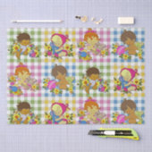 Niedliche Retro-farbige Karierte Babydusche Seidenpapier (Handwerk)