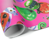 Niedliche Retro-farbige Ornamente Weihnachts-Rosa Geschenkpapier (Rolleneckpunkt)