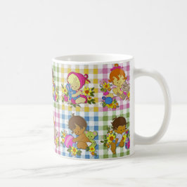Niedliche Retro-Farbpatchwork Karierte Kinderdusch Kaffeetasse