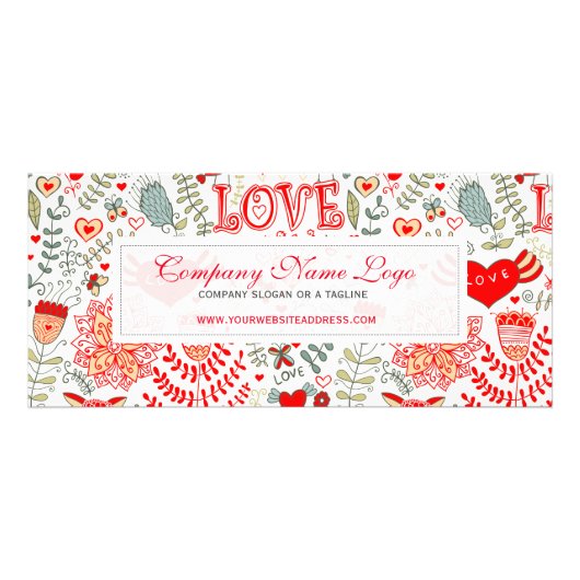 Niedliche Retro-Floral-Valentine Werbekarte (Vorne)