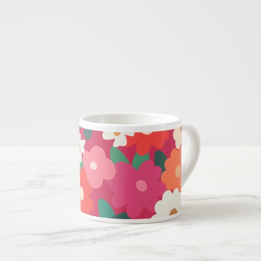 Niedliche Retro Florals Espressotasse (Vorderseite Rechts)