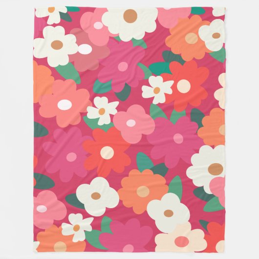 Niedliche Retro Florals Fleecedecke (Vorderseite)