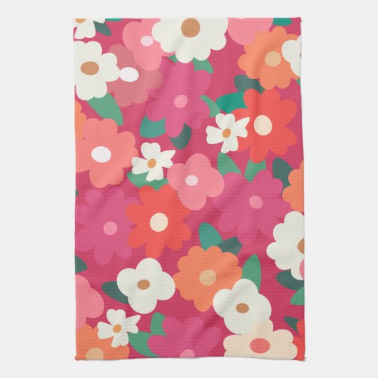 Niedliche Retro Florals Geschirrtuch (Vertikal)
