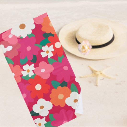 Niedliche Retro Florals Strandtuch
