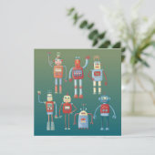 niedliche Retro Fun Robots Greetings Card im Stil (Stehend Vorderseite)