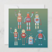 niedliche Retro Fun Robots Greetings Card im Stil (Vorderseite)