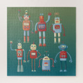 niedliche Retro Fun Robots im Stil der 50er Jahre Puzzle (Vertikal)