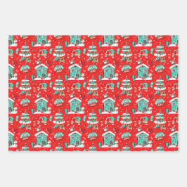 Niedliche Retro Geschenkpapier Set