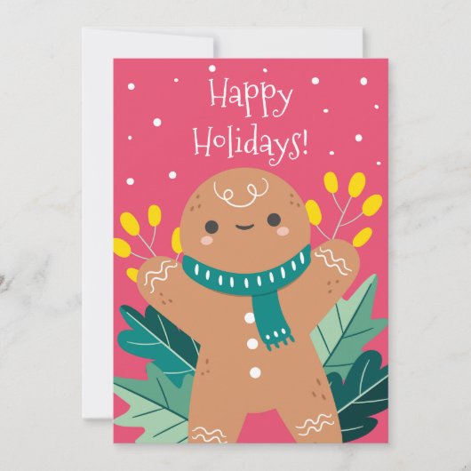 Niedliche Retro Gingerbrot Cookie Happy Holidays C Feiertagskarte (Vorderseite)