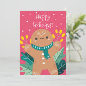 Niedliche Retro Gingerbrot Cookie Happy Holidays C Feiertagskarte (Stehend Vorderseite)