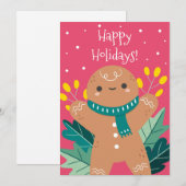 Niedliche Retro Gingerbrot Cookie Happy Holidays C Feiertagskarte (Vorne/Hinten)