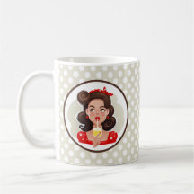 Niedliche Retro Girl Cocktail Tasse