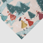 Niedliche Retro Girls Ice-Skaten Seidenpapier (Detail)