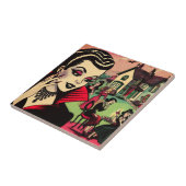 Niedliche Retro Goth Vampire Comic Fliese (Seite)